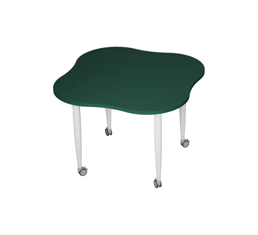 PLAYFORM 225 K modulární hravé stoly, mobilní, výška 750 mm, kovová podnož bílá, deska 25 mm, zelený